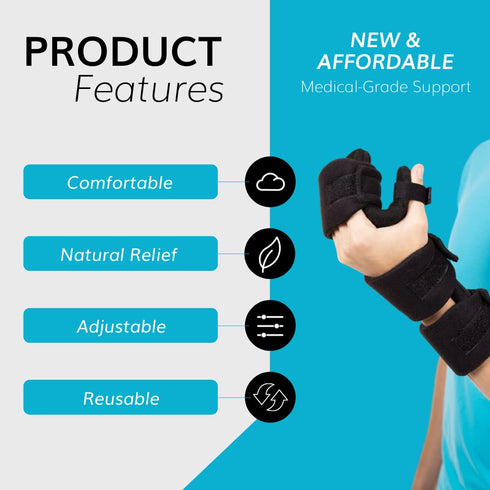 Immobilizer BraceAbility Soft Resting Hand Splint - Stroke Brace Right or Left Hand for Finger Contractures
