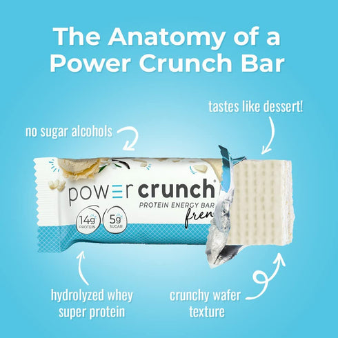 Power Crunch Protein Wafer Bars: High Protein Snacks with Delicious Taste, French Vanilla Creme, 1.4 Ounce (12 Count)