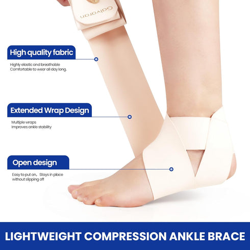 Galvaran Ankle Support Brace, Adjustable Compression Ankle Brace for Sports Protection, Breathable Polyester, One Size