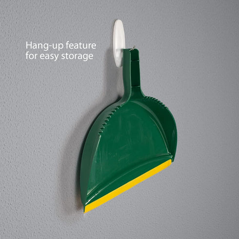 Pine-Sol Jumbo Dustpan, 13.2” Heavy Duty Dust Pan with Rubber Edge, Clip-On Design Attaches to Standard Broom Sticks