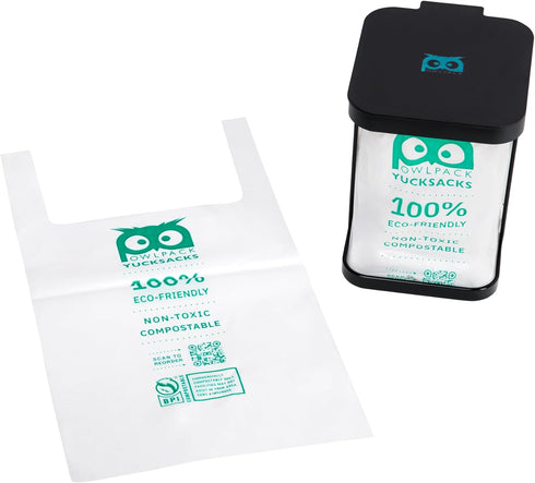 Countertop Compostable Yucksacks Bag Starter Kit, 0.5 Gal Small + Black Yucksack Holder