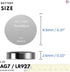 PoundMax AG7 LR927 1.5v 10 Count Batteries Alkaline Button Cell Battery