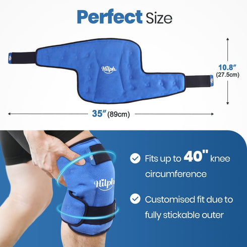 Hilph Knee Ice Pack Wrap, Reusable Gel Ice Wrap for Knee Pain Relief, Hot Cold Compress Therapy for Arthritis, ACL