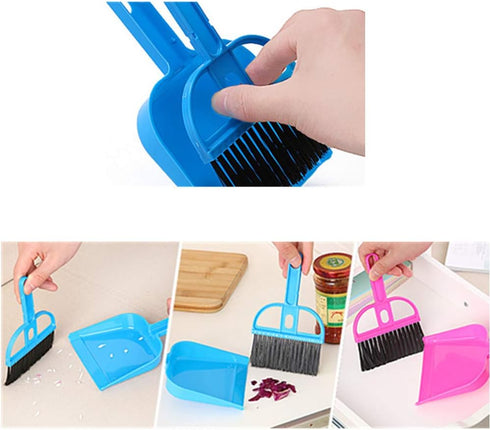Mini Dustpan and Broom Set 1 Pcs Portable Plastic Brush Set (Blue) for Home Kitchen Sweeper Table Desk Office