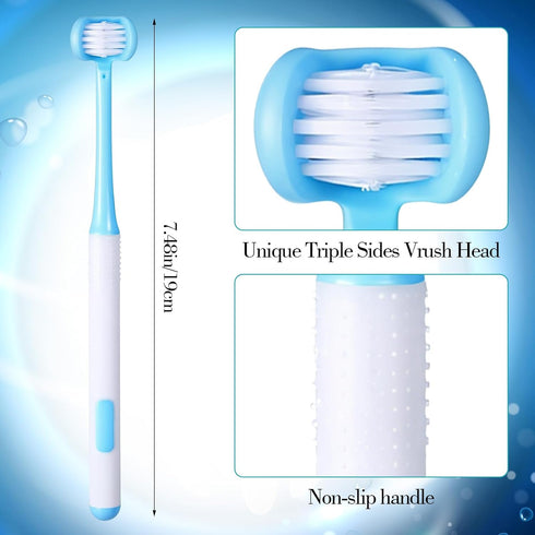 Wanmu 2Pcs 3 360 Sided Autism Toothbrush, U-Shaped Oral Teeth Cleaning Design Kids Toothbrush for Adult, Toddler, Soft