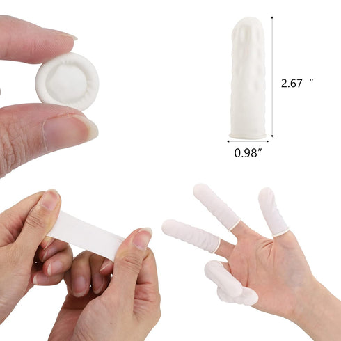BTYMS 400 Count Latex Finger Cots - Medium Disposable Finger Rubber Tips Protector for Anti-Static Use