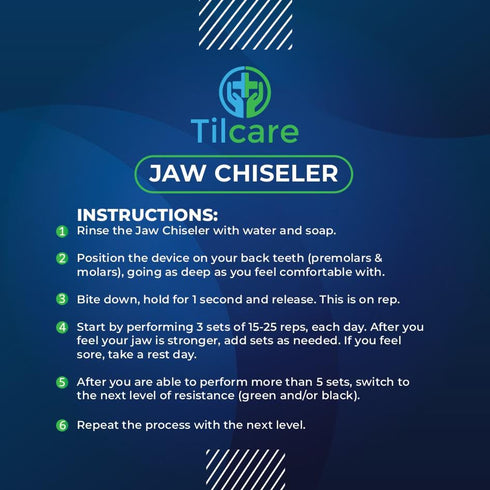 Jawline Exerciser by Tilcare - Intermediate 50lb Jaw Exerciser for Men and Women to Workout Jaw, Neck, Tone Face - Face