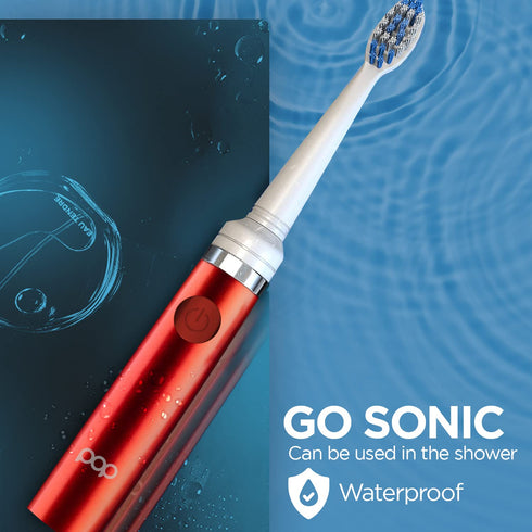 Pop Sonic Electric Toothbrush (Metallic Red) - Travel Toothbrush with 2 Speed & 15,000-30,000 Strokes/Minute