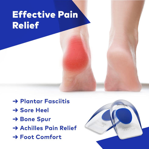 MEDCA Silicone Gel Heel Cushion Pads, Cups - Shoe Inserts for Plantar Fasciitis, Prevents Sore Heel, Bone Spur & Achilles Pain Relief for Women, US Shoe Size 4.5-8