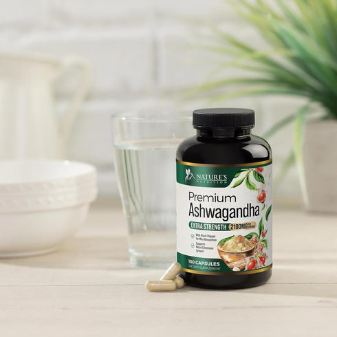 Herbal Ashwagandha 2,100 mg, Extra Strength Unwind, Calm & Relax Support, Vegan, Gluten Free, 180 Capsules