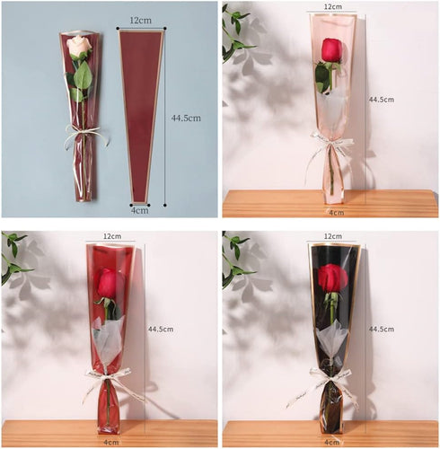 NatureMan 150Counts/6 Packaging Day17.5 4.7 1.6Inch Colors Single Rose Sleevem,Waterproof Flower Wrapping Paper Single