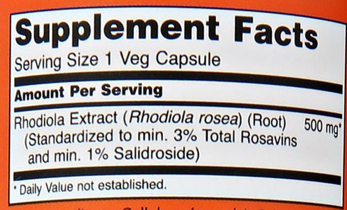 NOW Rhodiola Rosea 500mg - 60 Capsules (Pack of 2)