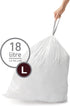 Packs, 20 Count, 18 4.7 simplehuman Code L Custom Fit Drawstring Trash Bags in Dispenser Liter / Gallon, White