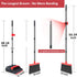 kelamayi Broom and Dustpan Set - Stand Up Combo for Home, Office, Indoor & Outdoor Sweeping (Black & Red)