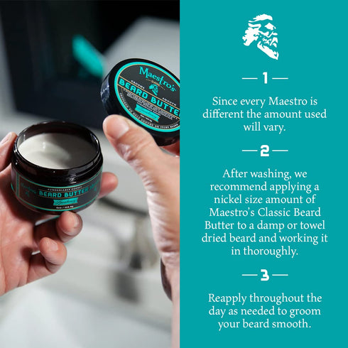Maestro’s Classic Beard Butter, 4 Ounce, Anti-Itch, Hydrating Creme for All Beard Types