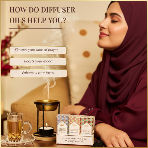 Set, 3 10ml Set 100% Arabic Oud Diffuser Oil Essential Oils by Dukhni | x Oudh Oil Gift for Diffuser & humidifier |