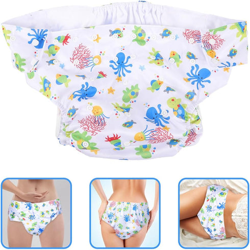HAMPPLIES 2pcs Reusable Adult Cloth Diapers with Adjustable Snap Closure, Breathable Leakproof Incontinence Underwear