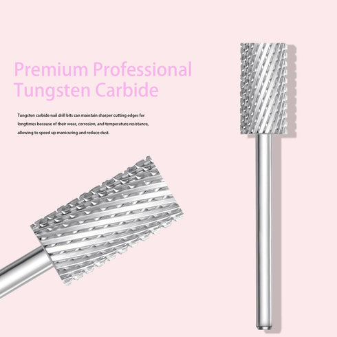 Tungsten Carbide Cylinder Nail Drill Bits, 3/32'' Two Way Rotate Use for Efile Electric File, Nail Art Tools