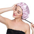 Stain Bonnet Silky Sleep Cap Adjustable Satin Cap for Night Sleeping - Reversible Double Layer Light Purple/Black
