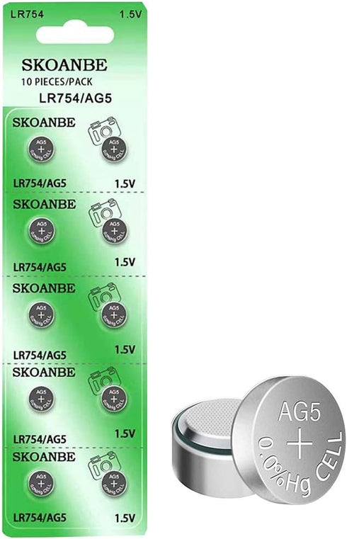 SKOANBE LR754 309/393 AG5 1.5V Watch Button Cell Batteries, 10-Pack