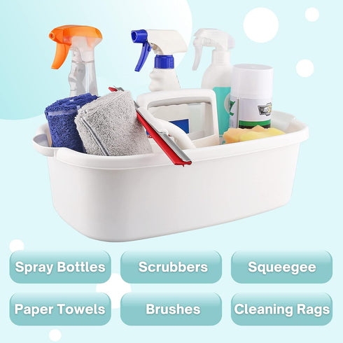 Cleaning Supplies Caddy, Portable Plastic Bucket Organizer with Handle for Shower Essentials Storage