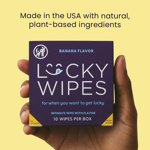 Pack 10 Lucky Wipes For Men, Individually Wrapped - pH Balanced Flavored Intimate Wipes - of (Banana)