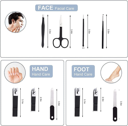 Professional Nail Clippers Set, Stainless Steel Travel Manicure Pedicure Kit with Case for Men Women