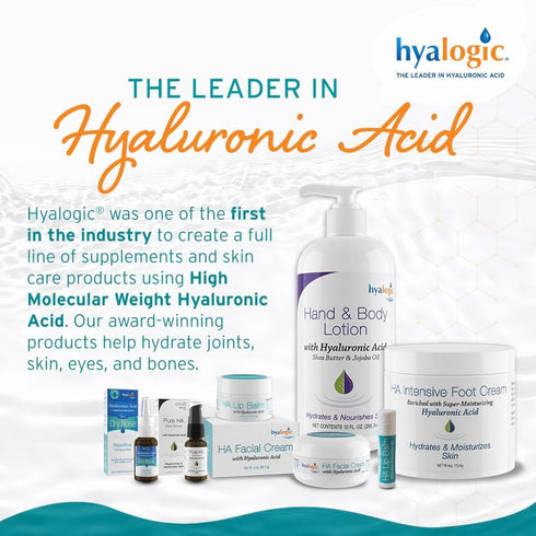 Hyalogic HA Lip Balm - Unflavored, 4.25g Stick - Hyaluronic Acid & Organic Coconut Oil for Dry Lips