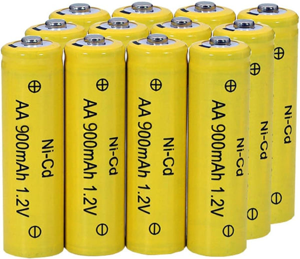 XFULL 12 Packs 1.2V AA Ni-Cd 900mAh Rechargable Batteries for Solar String Lights,