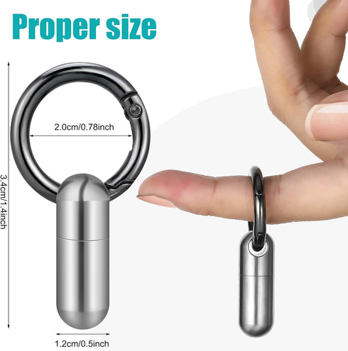 2 Pieces Waterproof Tiny Keychain Pill Holder, Portable Mini Titanium Alloy Pill Box Case for Travel Purse Pocket
