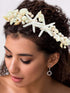 Unicra Silver Starfish Headband, Silver Pearl Bridal Hair Band for Beach Wedding Accessories