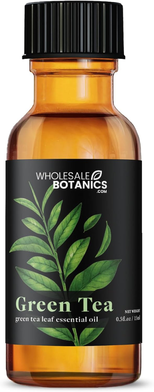 Green Tea Essential Oil by Wholesale Botanics | Premium Grade 100% Undiluted Essential Oil | for Aromatherapy, Soaps, Lotions, & Candles | Vegan & Cruelty Free (0.5 Fl Oz)