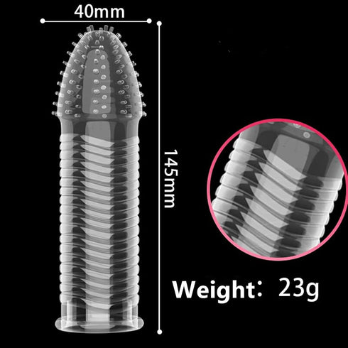 Sponver 4 DesignsPack 4 Threaded Condom Male Condom Adult Lock Crystal Sleeve of Transparent