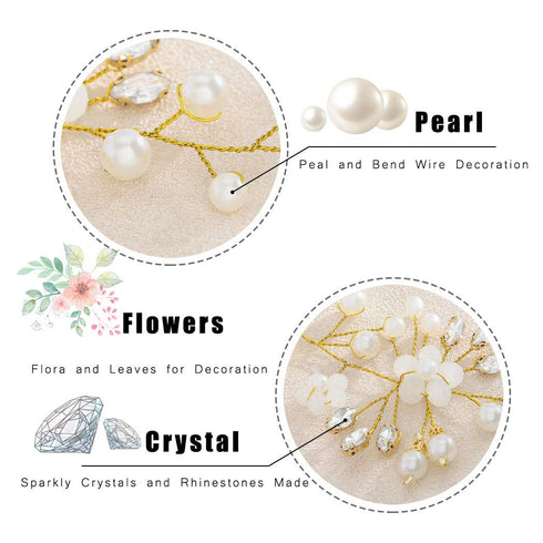 Unicra Bridal Headpiece - Wedding Crystal Flower Hair Vine Headbands - Wedding Hair Accessories (Gold)