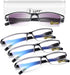 LUFF 4PCS Anti-Blu-Ray Reading Glasses UV400, Sun Readers with Spring Hinges (2.5X)