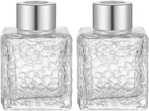 TUPANDY 2PCS 50ml/1.7oz Glass Diffuser Bottles Set with Cap, Small Square-Shaped Essential Oil