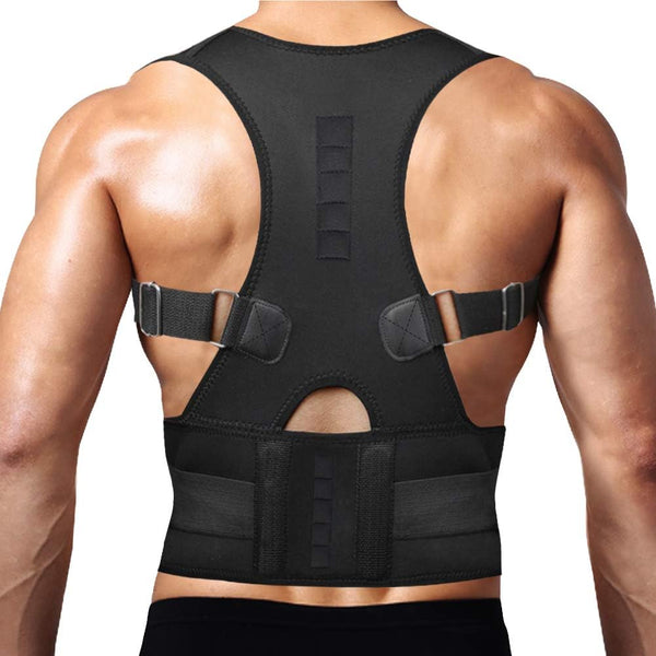 Thoracic Back Brace Posture Corrector - Magnetic Support for Neck, Shoulder, Upper and Lower Back Pain Relief (Black,