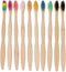 Ipetboom 10pcs Bamboo Toothbrush Kit for Adults Natural Charcoal Bristles Eco-Friendly Travel Toothbrush