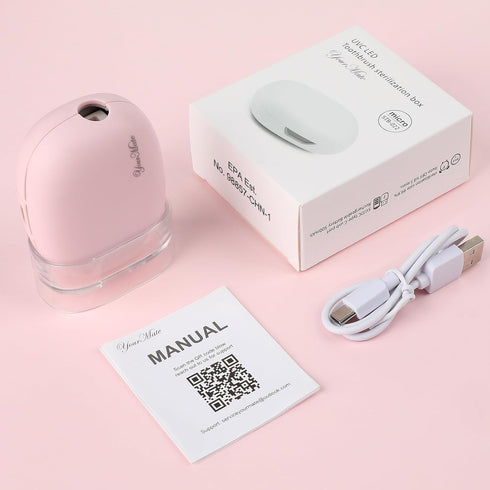 YourMate UVC Rechargeable Toothbrush Sanitizer Case, Travel Toothbrush Covers with Holder for Household and Business