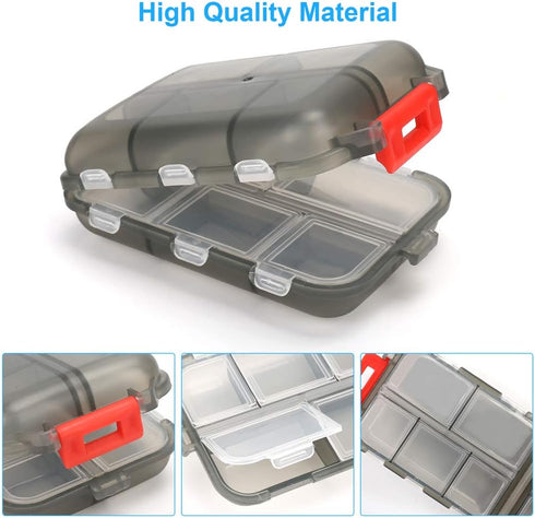 MsfIAIoo 2PCS 10 Travel Pill Organizer Box, Portable Pill Case, Pill Box Dispenser, with Compartments for Different