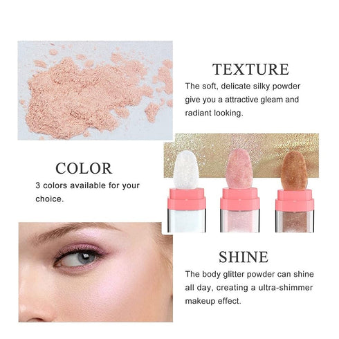 Glitter Powder Highlighter Makeup, Body Brightens Natural Three-dimensional Face Blusher (01# White)