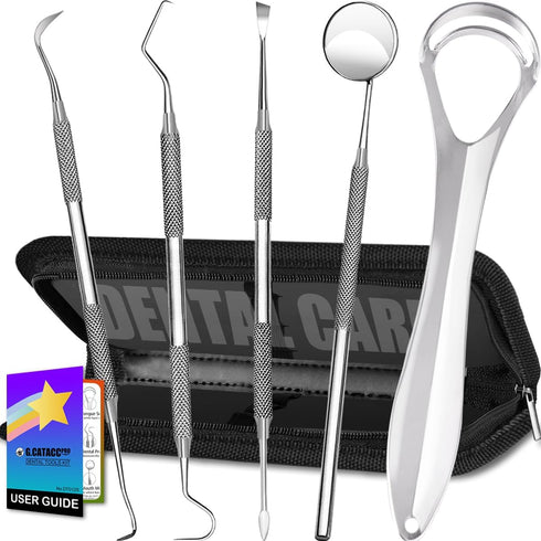 Dental Tools, Dental Pick, Oral Care Teeth Cleaning Tools Set, Stainless Steel Tooth Scraper, Plaque Remover with Case