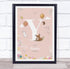 The Card Zoo Baby Birth Details Nursery Christening Woodland Animals Pink Initial Y Print