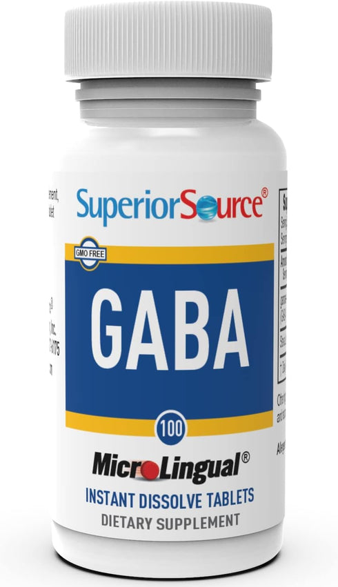Superior Source GABA 100 mg, Quick Dissolve MicroLingual Tablets, 100 Count - Brain Health Support, Non-GMO