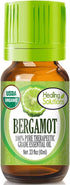Healing Solutions Bergamot Essential Oil, 0.33 oz (10ml), Organic, Pure Oil for Skin & Diffuser