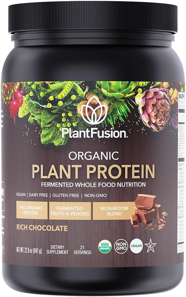 SOTRU Organic Vegan Protein Powder - Plant Based with Green Superfoods, Chocolate 18.5 oz, 21 Servings