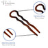 Parcelona Large 3 1/2" Brown Tortoise Shell Wavy Crink U Shaped Chignon Hair Pins Set of 3 Made in France for Women and
