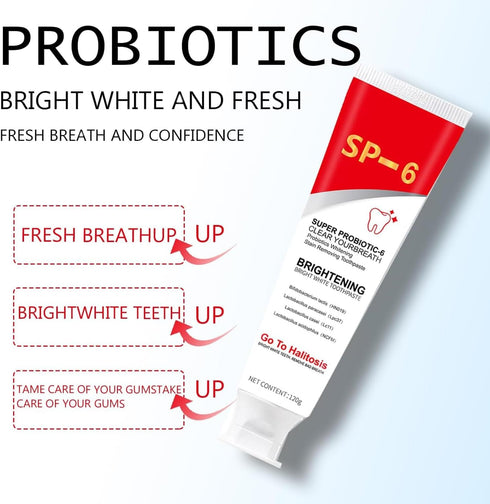 2Pcs Super Probiotic SP-6 Toothpaste, Whitening Toothpaste for Fresh Breath and Deep Cleaning Care