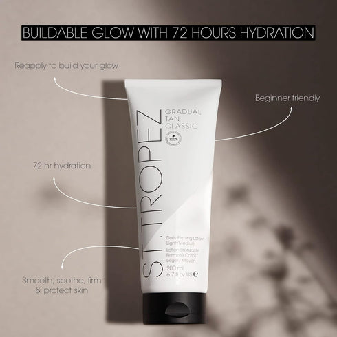St.Tropez Gradual Tan Firming Lotion,Sun Kissed Glow Self Tan Moisturizer, 5 Skincare Benefits, Vegan, Natural & Cruelty Free