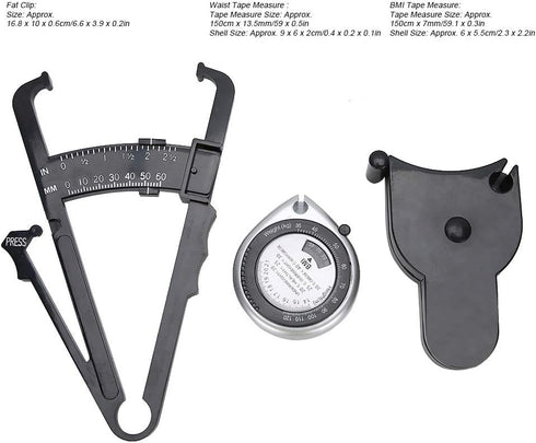 Digital Body Fat Caliper Set with Automatic Retraction, Measures Chest, Waist, Leg Circumference, High Temperature